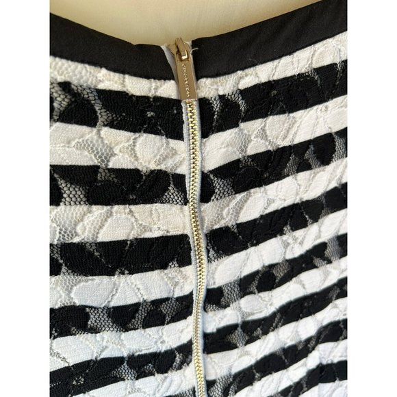 Karl Lagerfeld Paris Women's Black White Striped Dress Size 6 Short Sleeve Flora - Picture 6 of 10